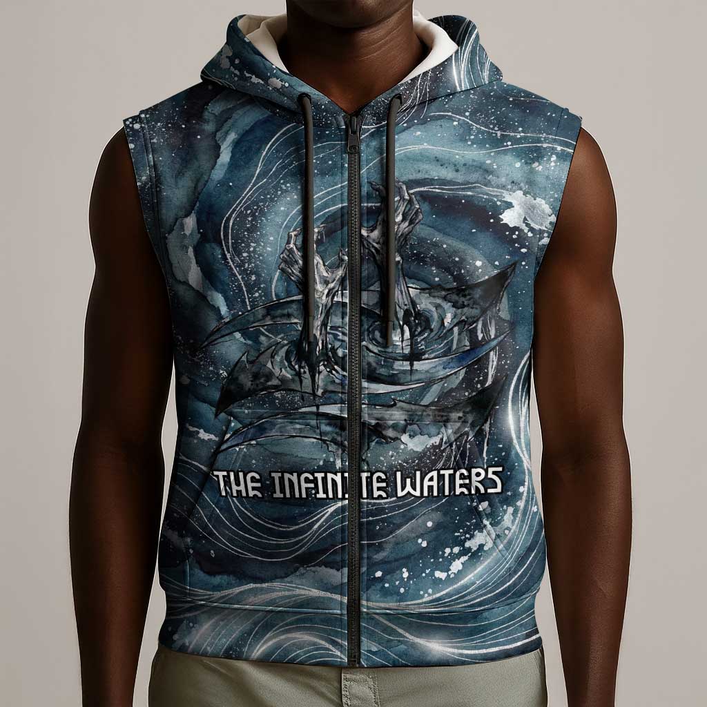 Egypt Nun and Naunet Sleeveless Zip Hoodie Primordial Water Gods Cosmic Ocean Infinite Waves