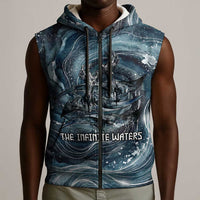 Egypt Nun and Naunet Sleeveless Zip Hoodie Primordial Water Gods Cosmic Ocean Infinite Waves