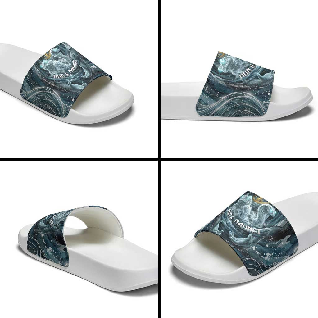 Egypt Nun and Naunet Slide Sandals Primordial Water Gods Cosmic Ocean Infinite Waves