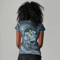 Egypt Nun and Naunet Women V-Neck T-Shirt Primordial Water Gods Cosmic Ocean Infinite Waves