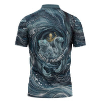 Egypt Nun and Naunet Zipper Polo Shirt Primordial Water Gods Cosmic Ocean Infinite Waves