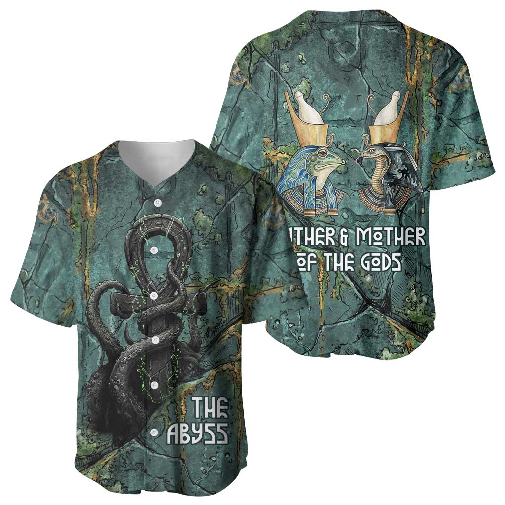 Nun and Naunet Egyptian Baseball Jersey Serpent Abyss Design Primordial Gods of Ancient Waters