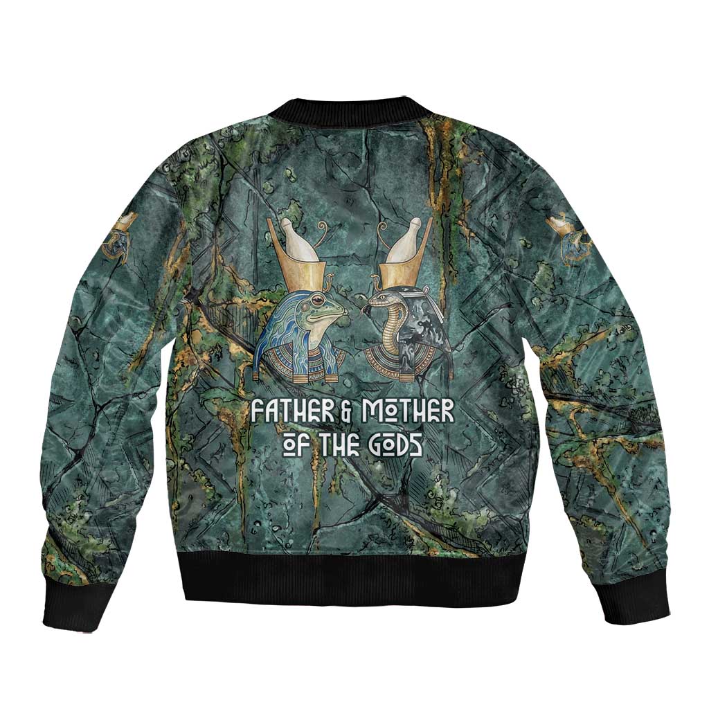 Nun and Naunet Egyptian Bomber Jacket Serpent Abyss Design Primordial Gods of Ancient Waters