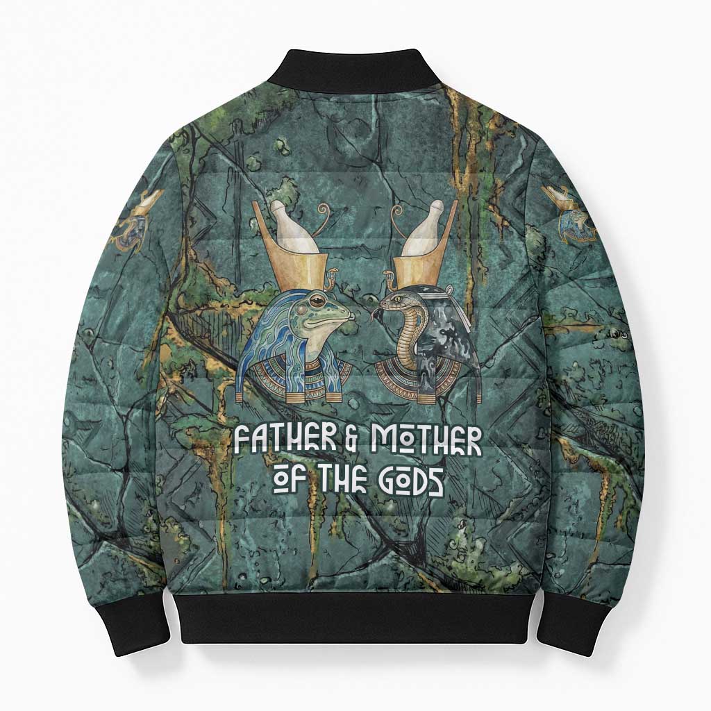 Nun and Naunet Egyptian Bomber Puffer Jacket Serpent Abyss Design Primordial Gods of Ancient Waters