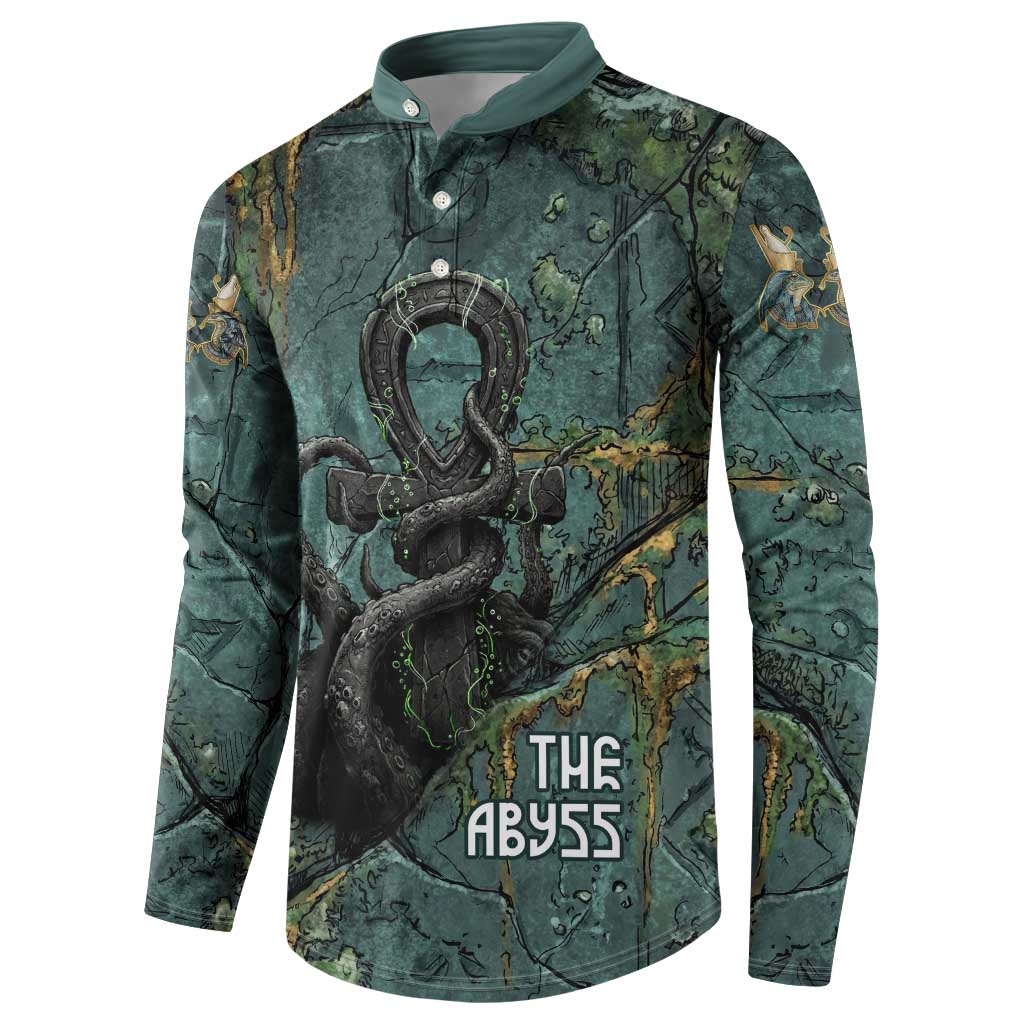 Nun and Naunet Egyptian Button Sweatshirt Serpent Abyss Design Primordial Gods of Ancient Waters