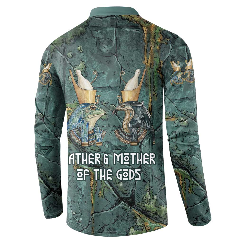 Nun and Naunet Egyptian Button Sweatshirt Serpent Abyss Design Primordial Gods of Ancient Waters