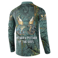 Nun and Naunet Egyptian Button Sweatshirt Serpent Abyss Design Primordial Gods of Ancient Waters