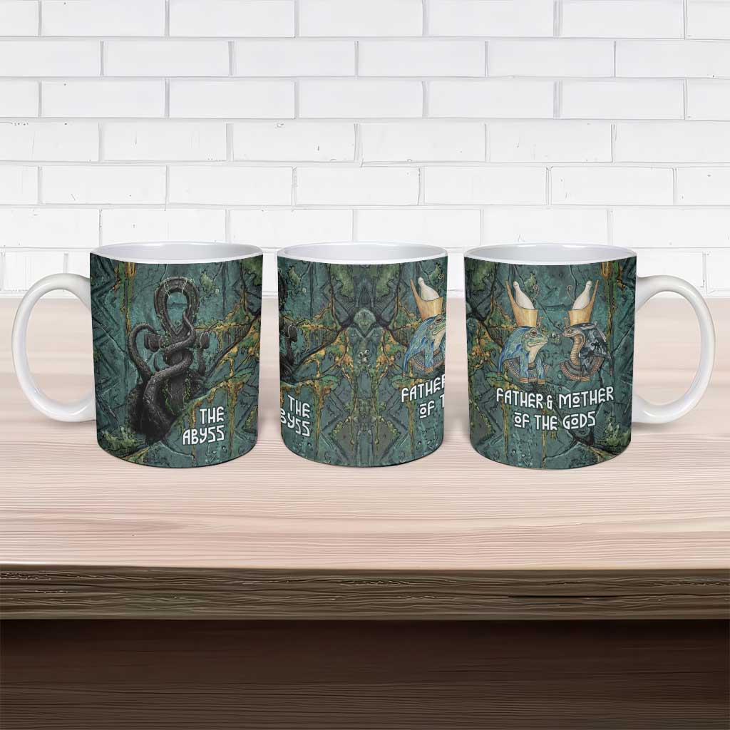 Nun and Naunet Egyptian Ceramic Mug Serpent Abyss Design Primordial Gods of Ancient Waters
