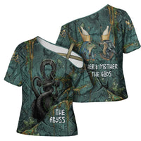 Nun and Naunet Egyptian Cross Shoulder Shirt Serpent Abyss Design Primordial Gods of Ancient Waters