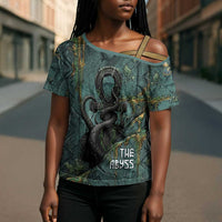 Nun and Naunet Egyptian Cross Shoulder Shirt Serpent Abyss Design Primordial Gods of Ancient Waters