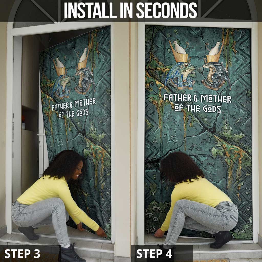 Nun and Naunet Egyptian Door Cover Serpent Abyss Design Primordial Gods of Ancient Waters