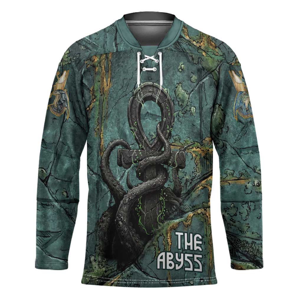 Nun and Naunet Egyptian Hockey Jersey Serpent Abyss Design Primordial Gods of Ancient Waters