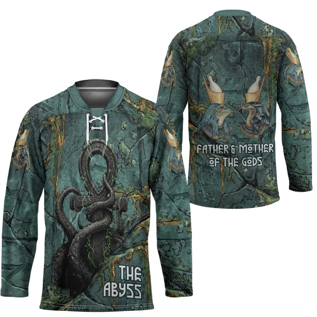 Nun and Naunet Egyptian Hockey Jersey Serpent Abyss Design Primordial Gods of Ancient Waters
