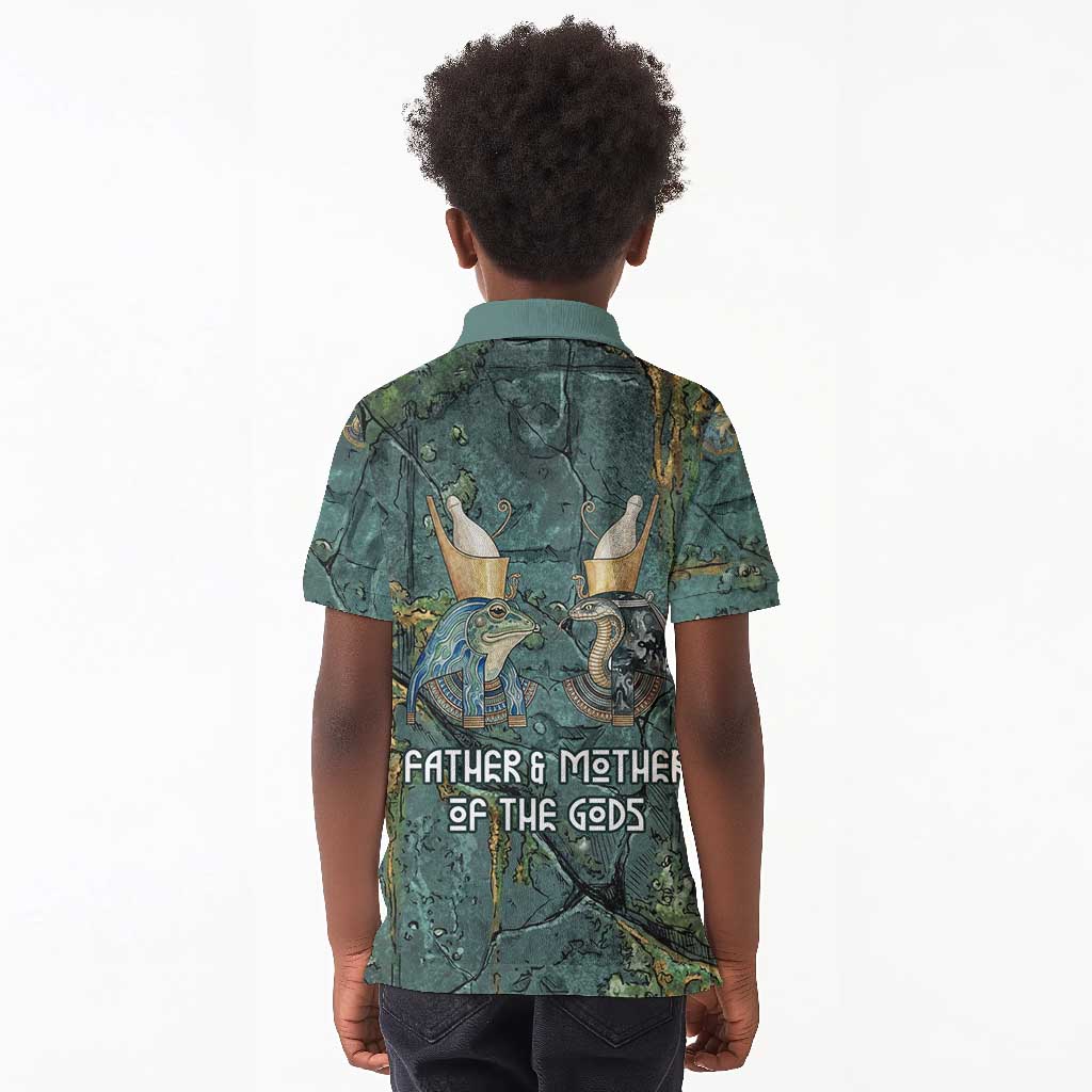 Nun and Naunet Egyptian Kid Polo Shirt Serpent Abyss Design Primordial Gods of Ancient Waters