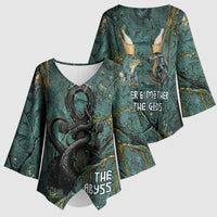 Nun and Naunet Egyptian Kimono Sleeve Blouse Serpent Abyss Design Primordial Gods of Ancient Waters