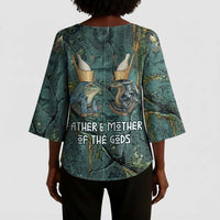 Nun and Naunet Egyptian Kimono Sleeve Blouse Serpent Abyss Design Primordial Gods of Ancient Waters