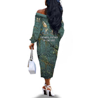 Nun and Naunet Egyptian Off The Shoulder Long Sleeve Dress Serpent Abyss Design Primordial Gods of Ancient Waters