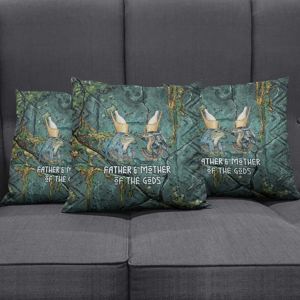 Nun and Naunet Egyptian Pillow Cover Serpent Abyss Design Primordial Gods of Ancient Waters