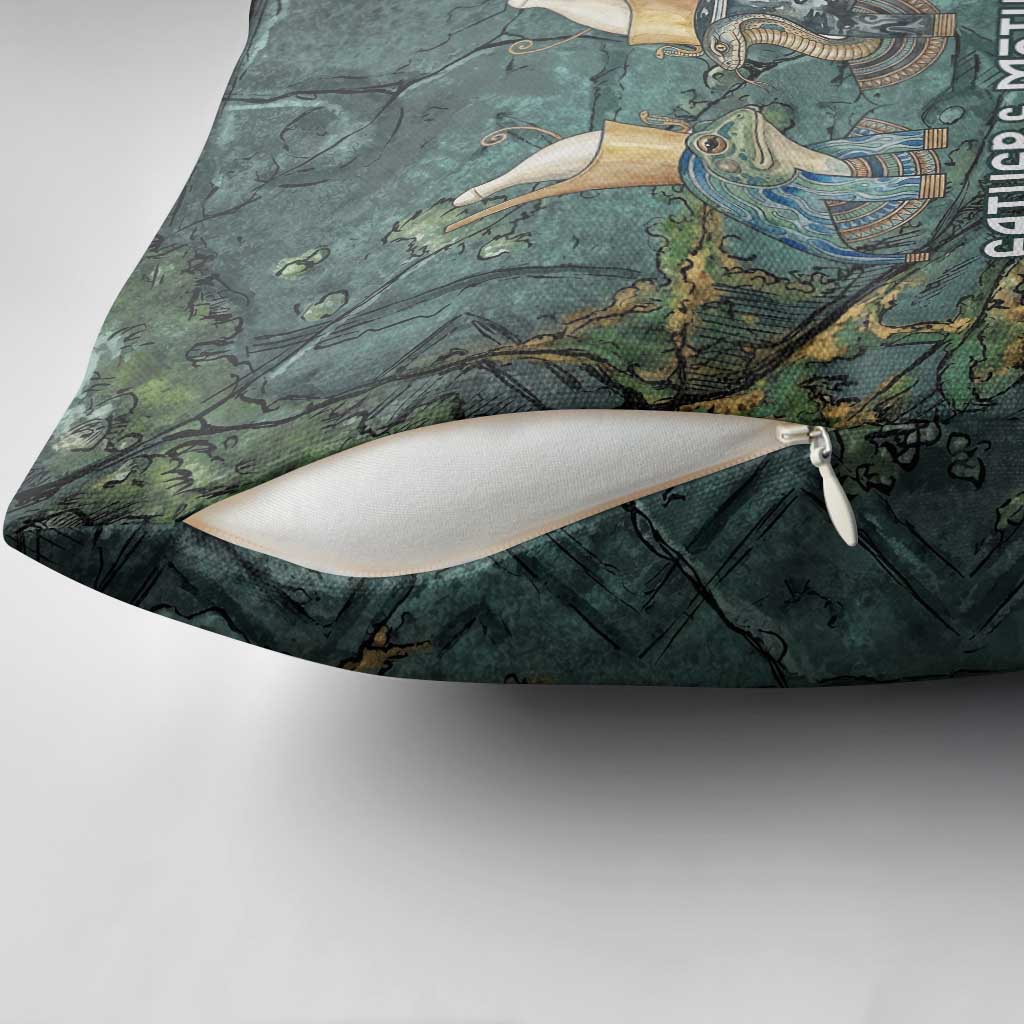 Nun and Naunet Egyptian Pillow Cover Serpent Abyss Design Primordial Gods of Ancient Waters