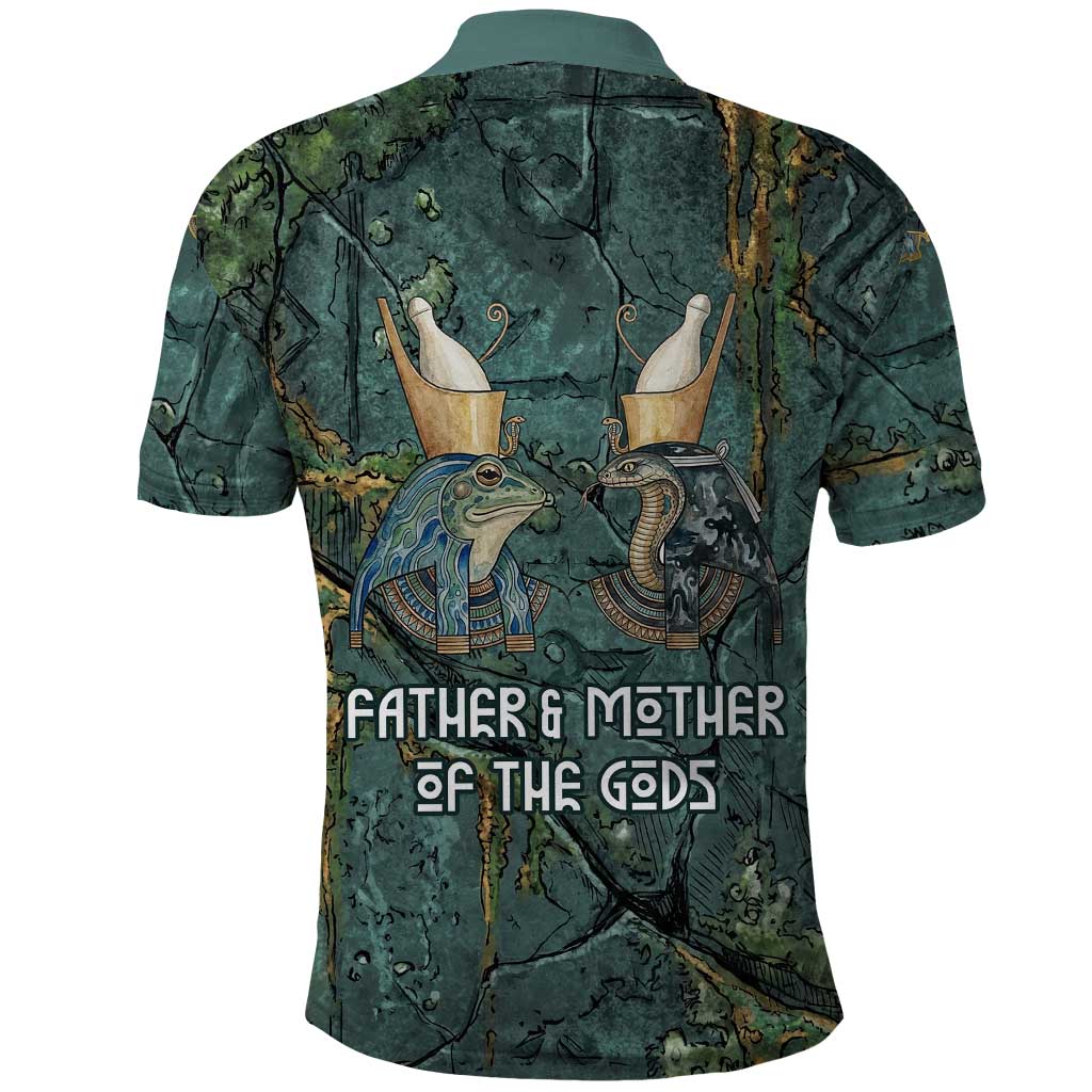 Nun and Naunet Egyptian Polo Shirt Serpent Abyss Design Primordial Gods of Ancient Waters