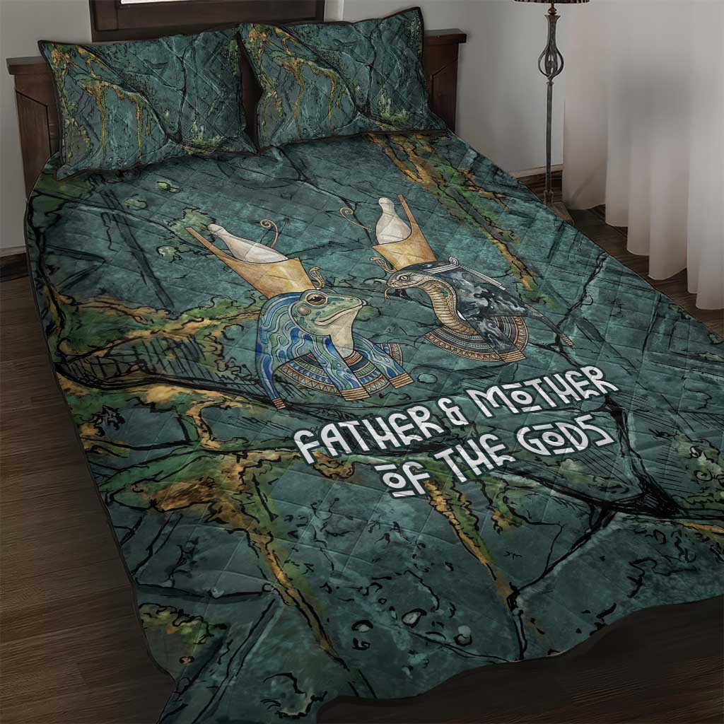 Nun and Naunet Egyptian Quilt Bed Set Serpent Abyss Design Primordial Gods of Ancient Waters