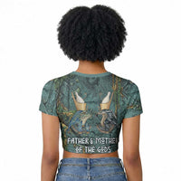 Nun and Naunet Egyptian Raglan Cropped T shirt Serpent Abyss Design Primordial Gods of Ancient Waters
