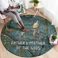 Nun and Naunet Egyptian Round Carpet Serpent Abyss Design Primordial Gods of Ancient Waters
