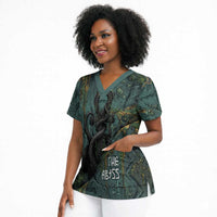 Nun and Naunet Egyptian Scrub Top Serpent Abyss Design Primordial Gods of Ancient Waters