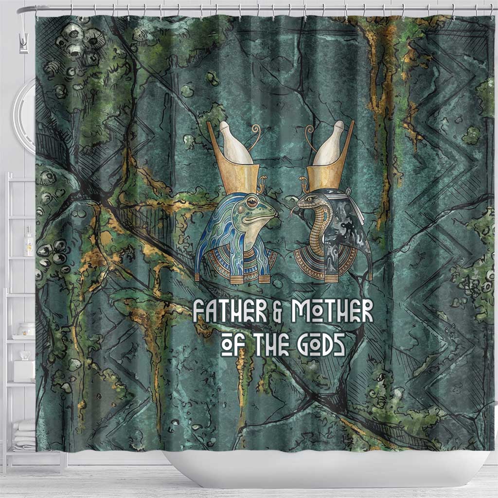 Nun and Naunet Egyptian Shower Curtain Serpent Abyss Design Primordial Gods of Ancient Waters