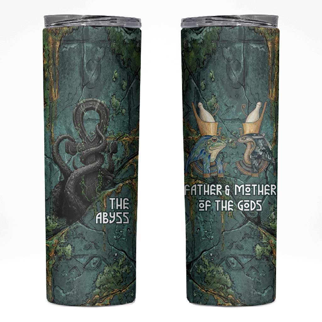 Nun and Naunet Egyptian Skinny Tumbler Serpent Abyss Design Primordial Gods of Ancient Waters