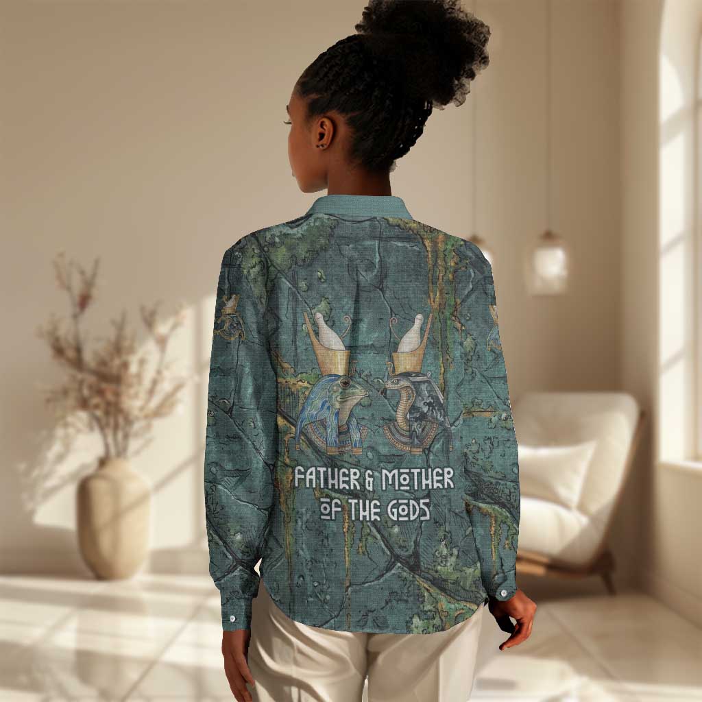 Nun and Naunet Egyptian Women Casual Shirt Serpent Abyss Design Primordial Gods of Ancient Waters