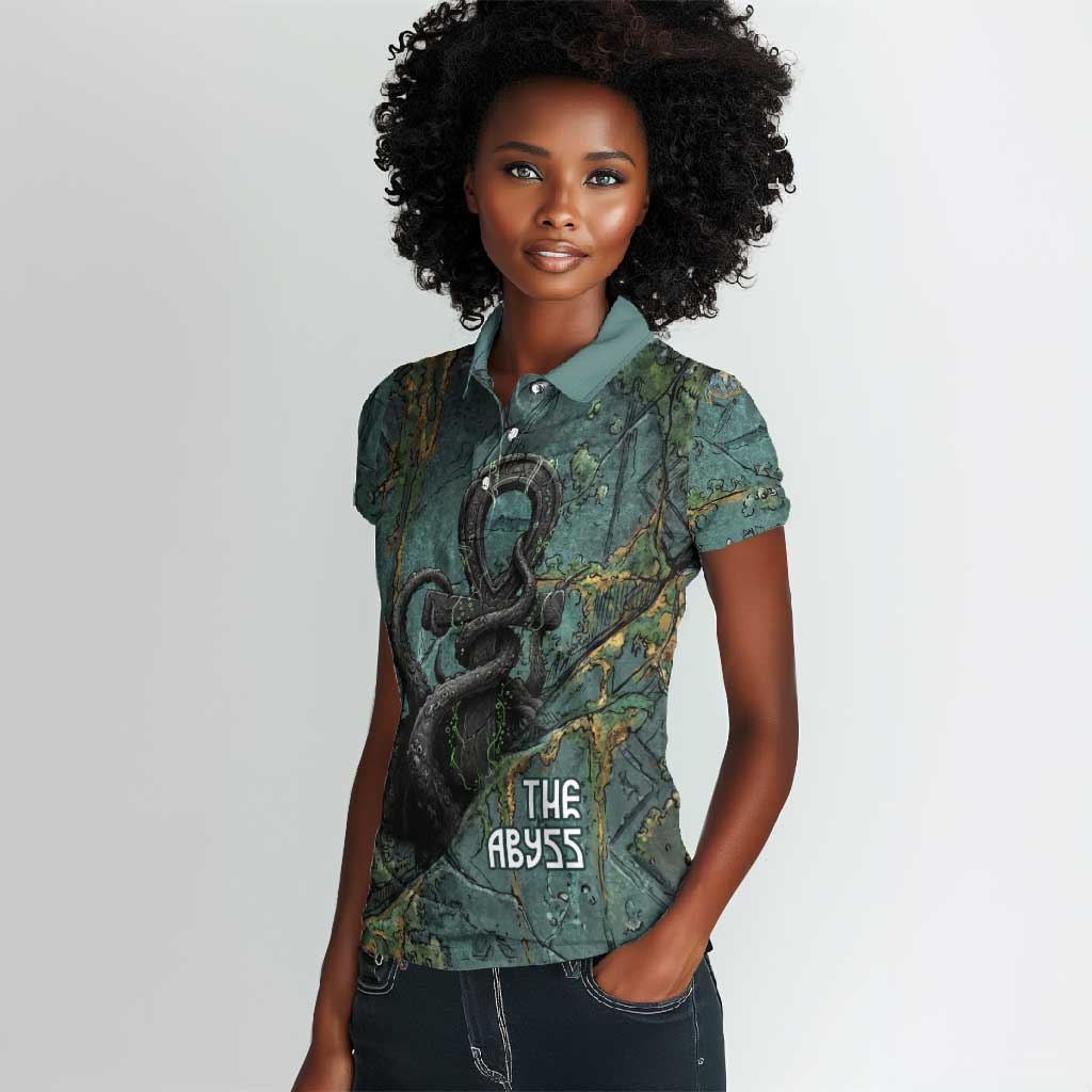 Nun and Naunet Egyptian Women Polo Shirt Serpent Abyss Design Primordial Gods of Ancient Waters