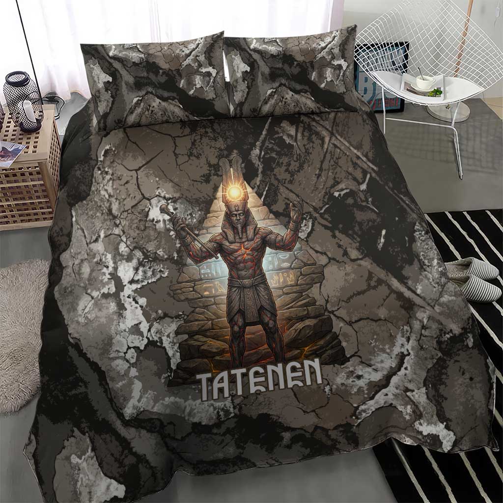 Tatenen Bedding Set Rising Hand Design Egyptian God of Creation and Earth Emergence