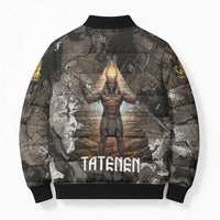 Tatenen Bomber Puffer Jacket Rising Hand Design Egyptian God of Creation and Earth Emergence