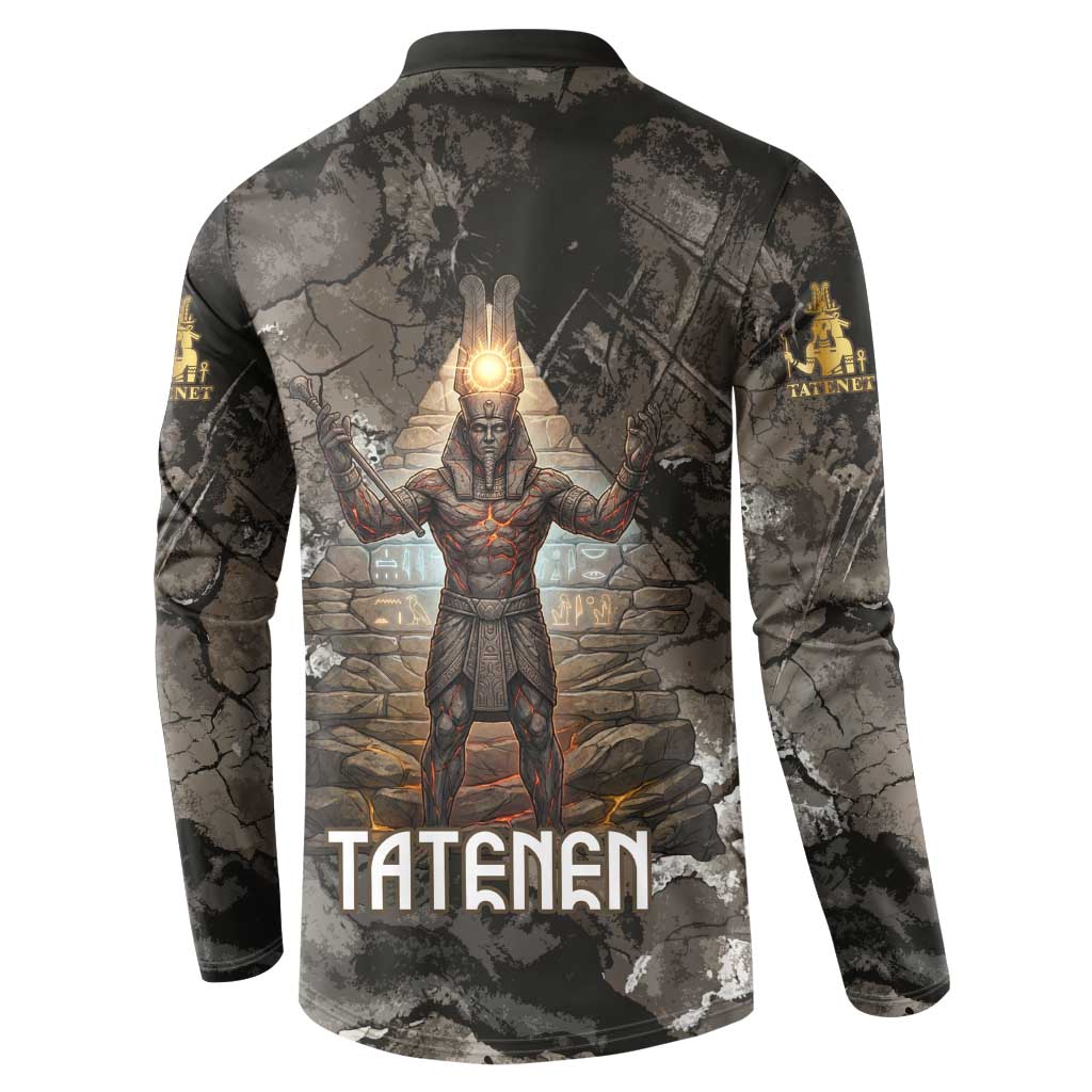 Tatenen Button Sweatshirt Rising Hand Design Egyptian God of Creation and Earth Emergence