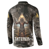 Tatenen Button Sweatshirt Rising Hand Design Egyptian God of Creation and Earth Emergence