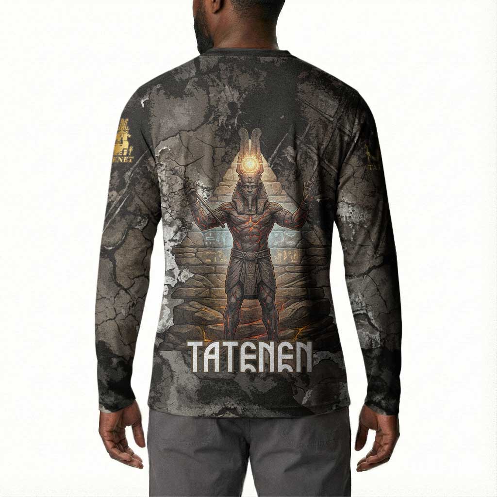 Tatenen Button Sweatshirt Rising Hand Design Egyptian God of Creation and Earth Emergence
