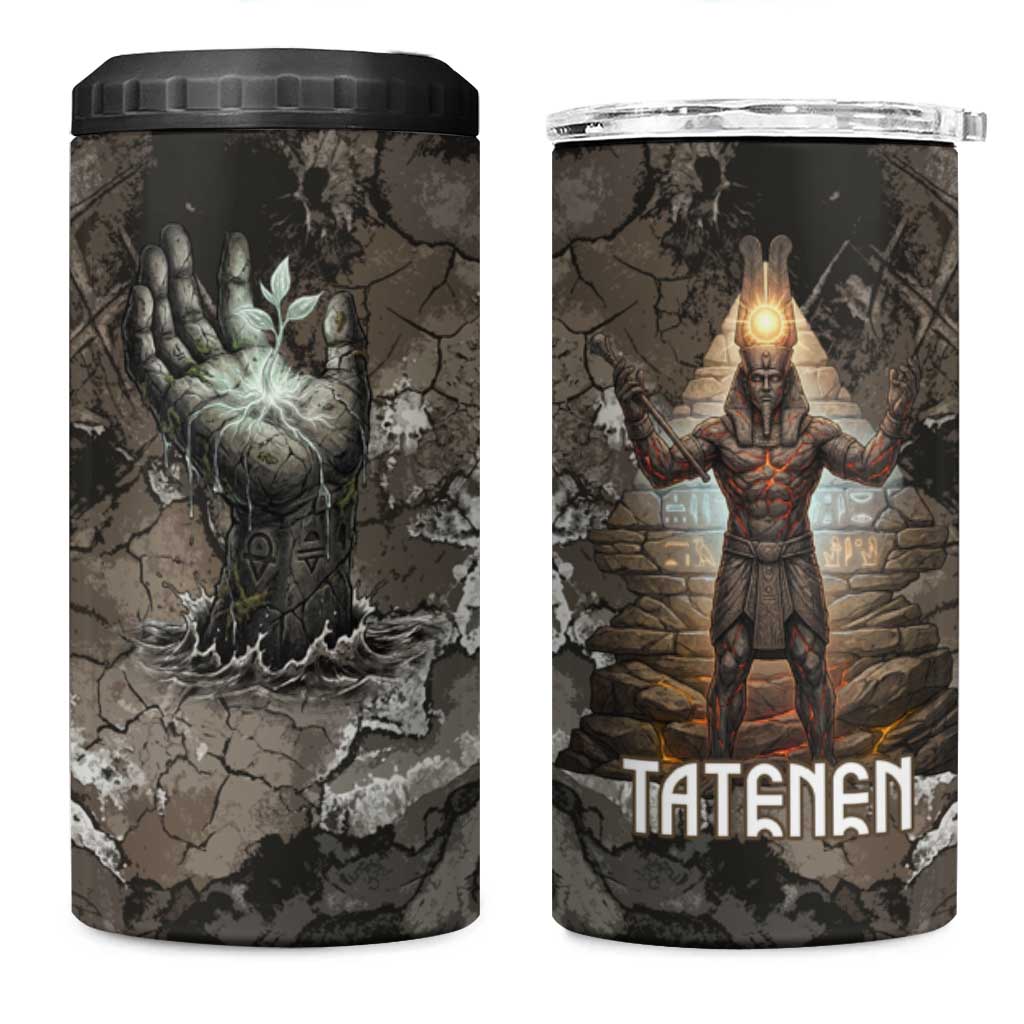 Tatenen 4 in 1 Can Cooler Tumbler Rising Hand Design Egyptian God of Creation and Earth Emergence