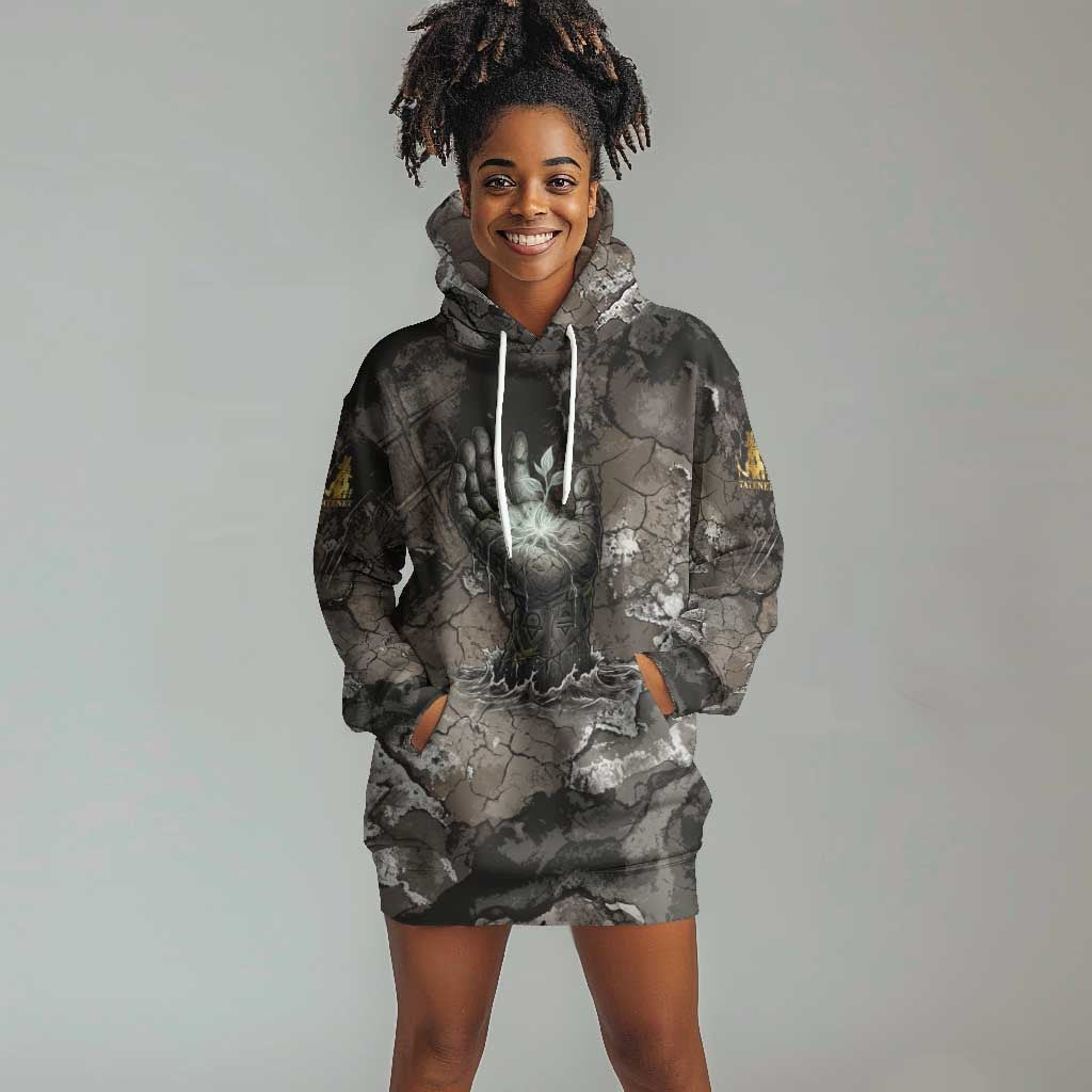 Tatenen Hoodie Dress Rising Hand Design Egyptian God of Creation and Earth Emergence