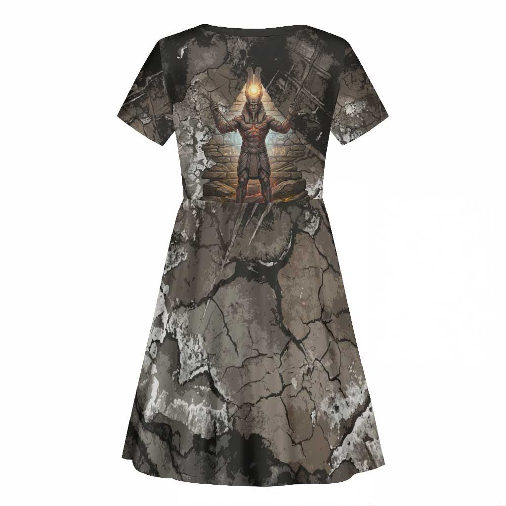Tatenen Kid Short Sleeve Dress Rising Hand Design Egyptian God of Creation and Earth Emergence