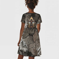 Tatenen Kid Short Sleeve Dress Rising Hand Design Egyptian God of Creation and Earth Emergence