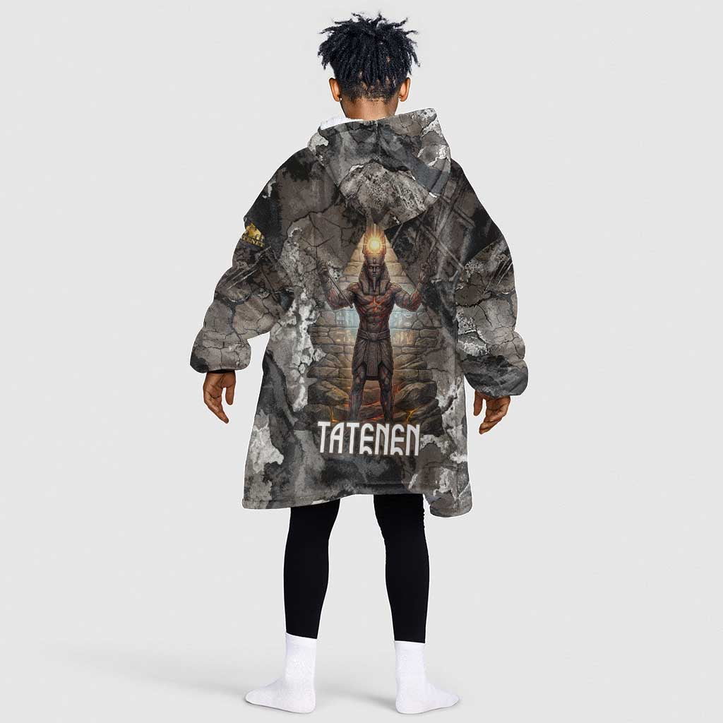 Tatenen Kid Wearable Blanket Hoodie Rising Hand Design Egyptian God of Creation and Earth Emergence