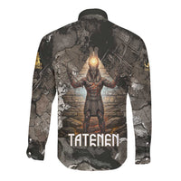 Tatenen Long Sleeve Button Shirt Rising Hand Design Egyptian God of Creation and Earth Emergence