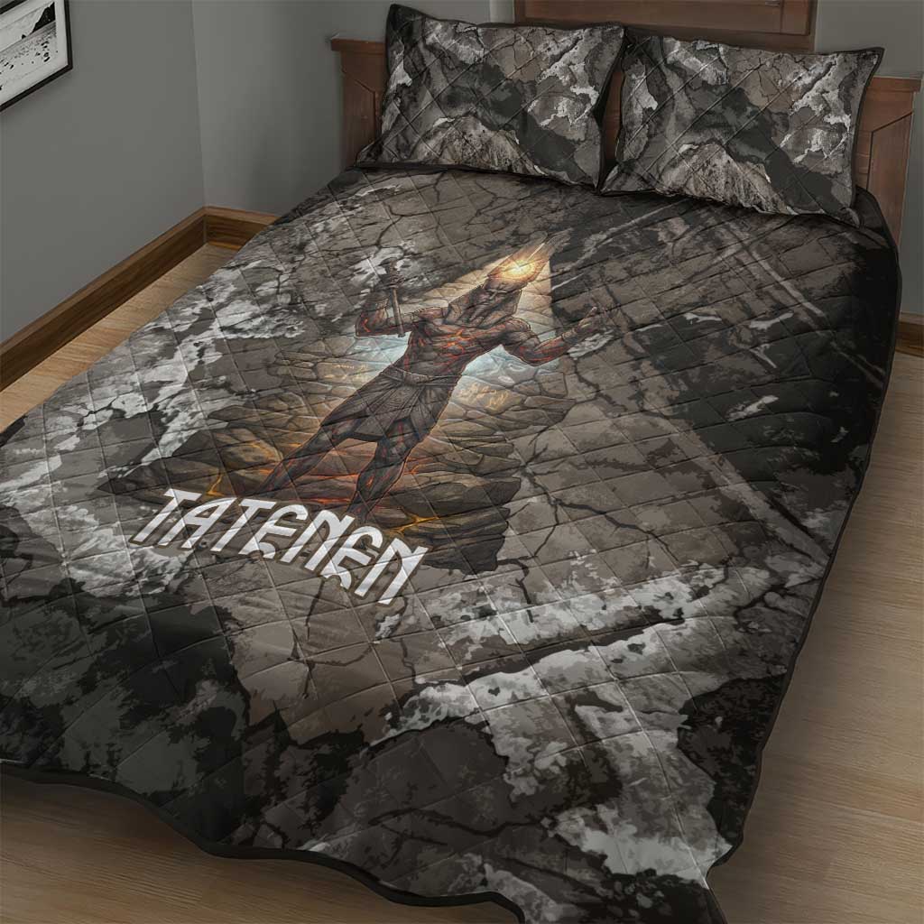 Tatenen Quilt Bed Set Rising Hand Design Egyptian God of Creation and Earth Emergence