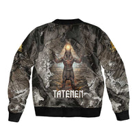 Tatenen Sleeve Zip Bomber Jacket Rising Hand Design Egyptian God of Creation and Earth Emergence