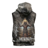Tatenen Sleeveless Zip Hoodie Rising Hand Design Egyptian God of Creation and Earth Emergence