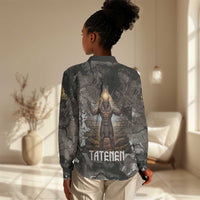 Tatenen Women Casual Shirt Rising Hand Design Egyptian God of Creation and Earth Emergence