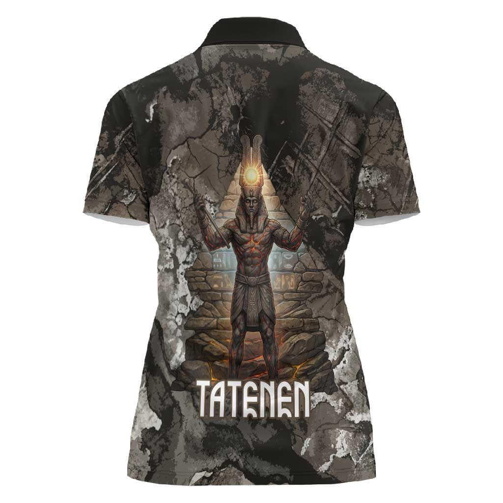 Tatenen Women Polo Shirt Rising Hand Design Egyptian God of Creation and Earth Emergence
