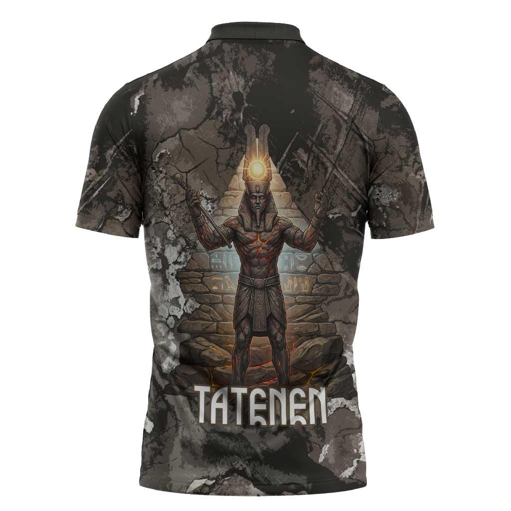 Tatenen Zipper Polo Shirt Rising Hand Design Egyptian God of Creation and Earth Emergence