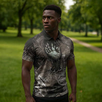 Tatenen Zipper Polo Shirt Rising Hand Design Egyptian God of Creation and Earth Emergence